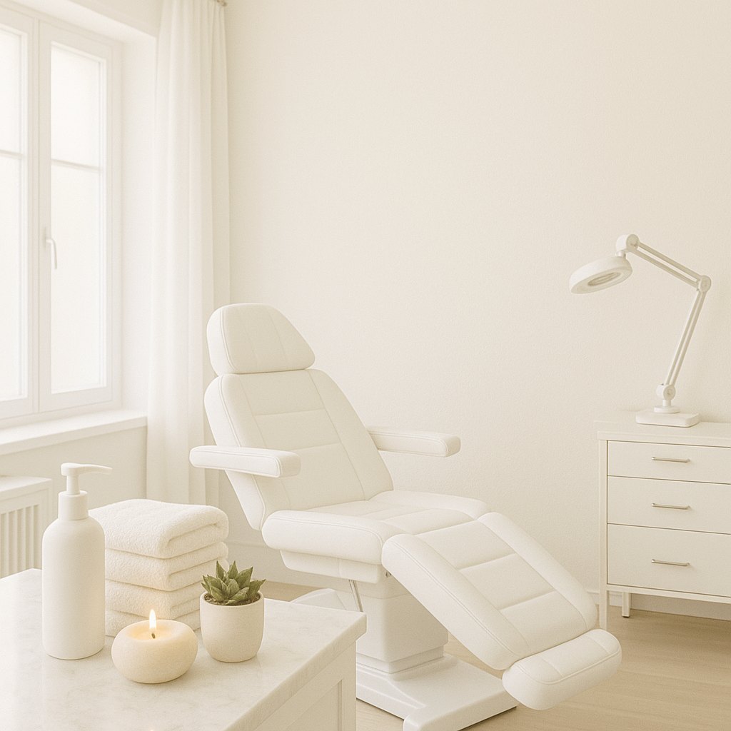 A calm, warm-lit treatment room